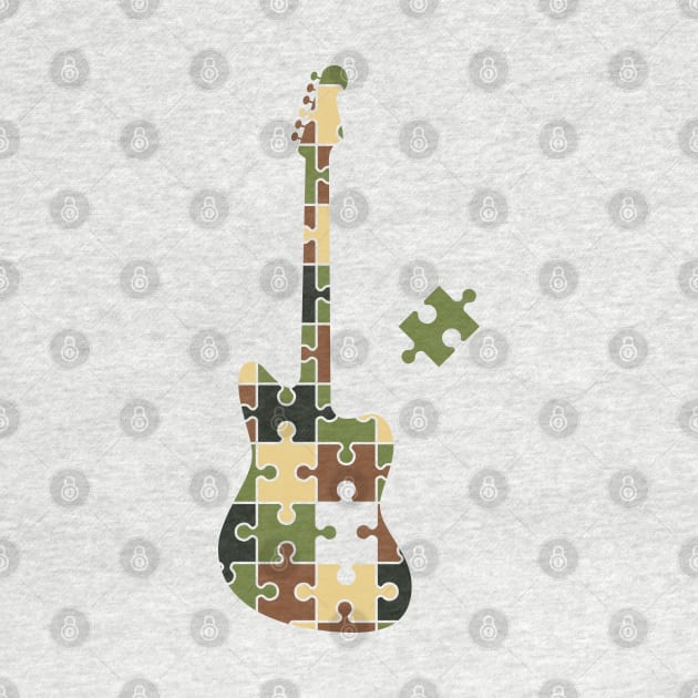 Camouflage Puzzle Offset Style Electric Guitar Silhouette by nightsworthy